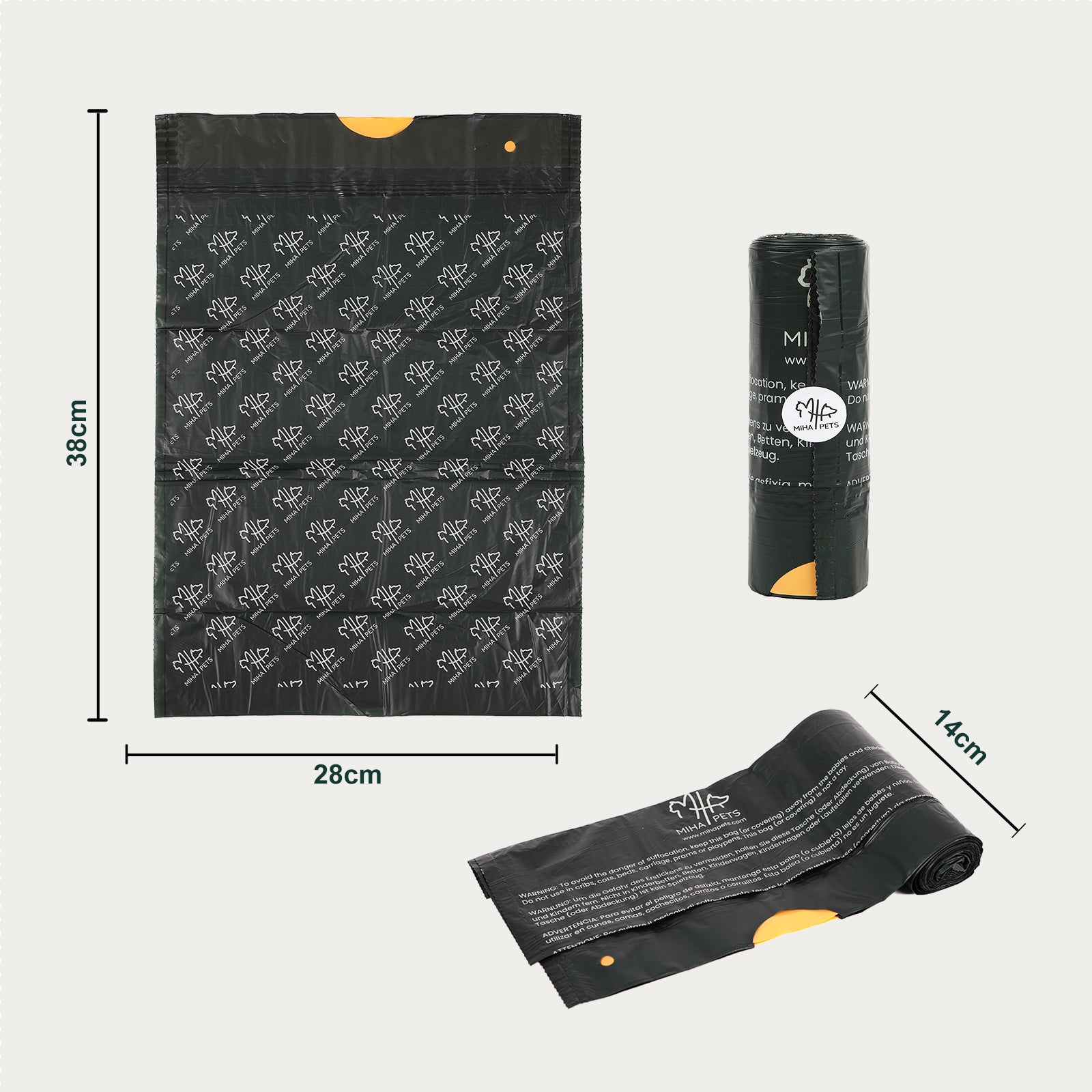 Biodegradable Dog Waste Bags, Pack of 180, 100% Compostable Waste Bags for Dogs, OK with Drawstring, Extra Thick, Leak-Proof, Compostable Dog Bags, Pet Waste Bags with Drawstring (XL)