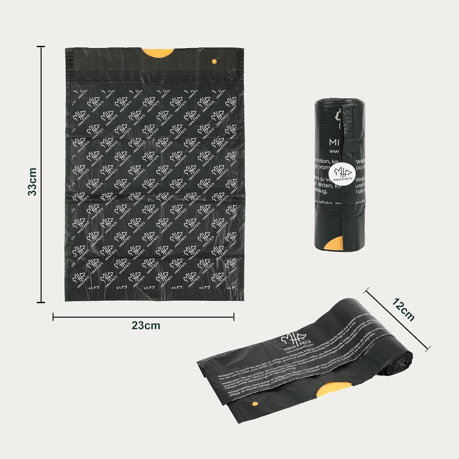 Biodegradable Dog Waste Bags, Pack of 180, 100% Compostable Waste Bags for Dogs, OK with Drawstring, Extra Thick, Leak-Proof, Compostable Dog Bags, Pet Waste Bags with Drawstring (M)