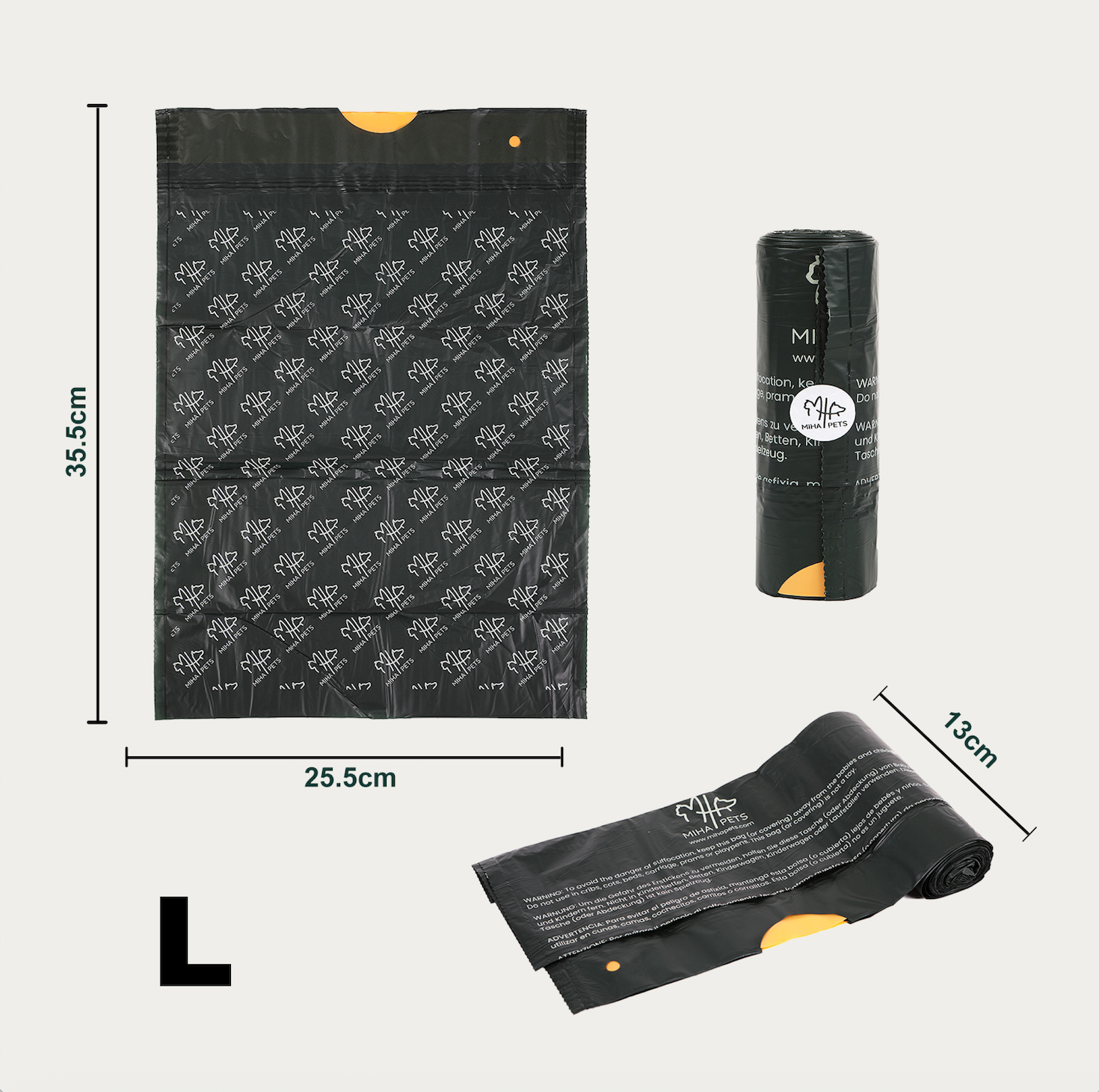 Biodegradable Dog Waste Bags, Pack of 180, 100% Compostable Waste Bags for Dogs, OK with Drawstring, Extra Thick, Leak-Proof, Compostable Dog Bags, Pet Waste Bags with Drawstring (M)