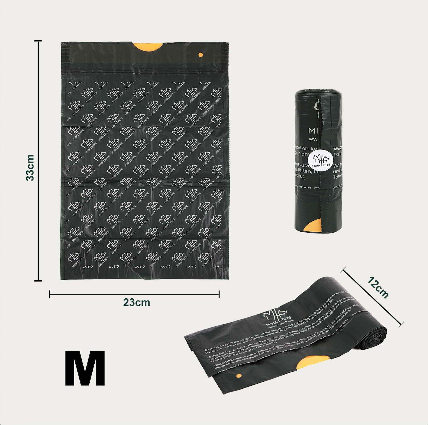 Biodegradable Dog Waste Bags, Pack of 180, 100% Compostable Waste Bags for Dogs, OK with Drawstring, Extra Thick, Leak-Proof, Compostable Dog Bags, Pet Waste Bags with Drawstring (XL)