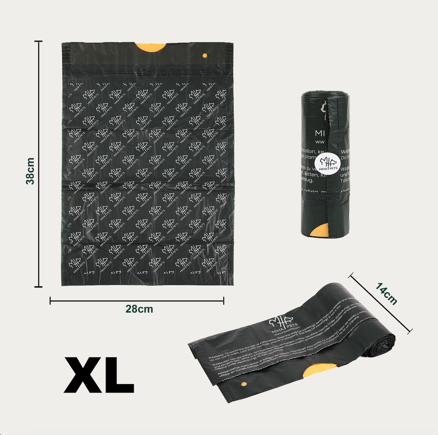 Biodegradable Dog Waste Bags, Pack of 180, 100% Compostable Waste Bags for Dogs, OK with Drawstring, Extra Thick, Leak-Proof, Compostable Dog Bags, Pet Waste Bags with Drawstring (XL)